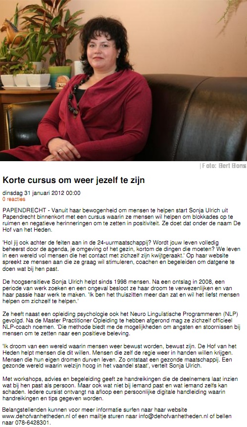 artikel uit de klaroen 31 januari 2012